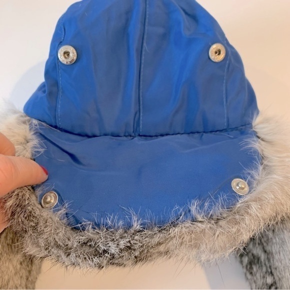 Nathaniel Cole Blue Puffer Fur Lined Aviator Winter Hat Ear Flaps Crowncap sz M - Picture 8 of 12